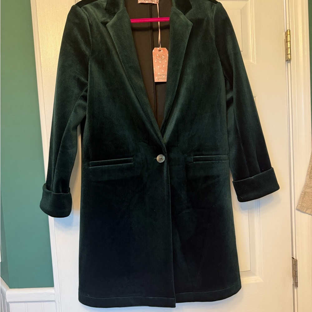 Traffic People green velvet blazer